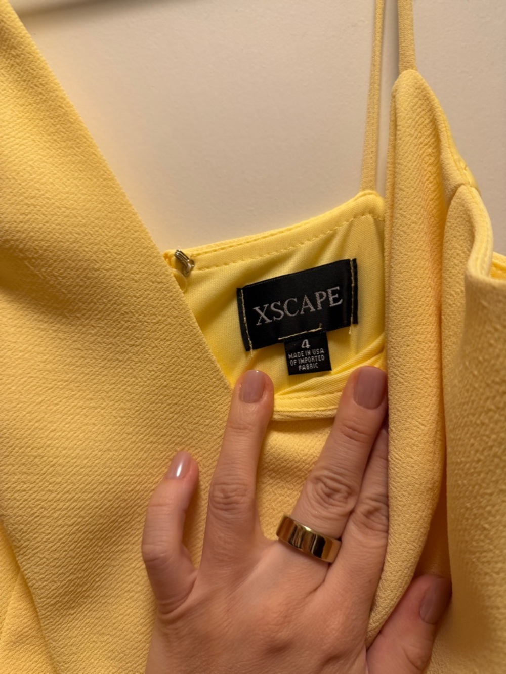 Xscape Yellow V-Neck High-Low Ruffle Dress - Picture 2 of 5